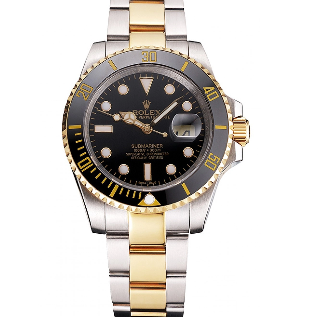 AAA Replica Watches Gold Submariner Black Tone And Steel Two Dial Bezel Swiss Rolex Bracelet 0622